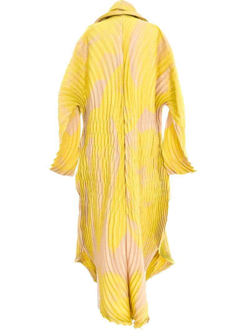 Issey Miyake Sculptural Pleated Two Tone Duster Jacket arcadeshops.com