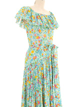 1976 Yves Saint Laurent Ruffle Floral Fishtail Dress Dress arcadeshops.com