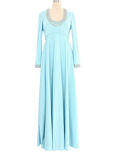 Victoria Royal Embellished Sky Blue Jersey Gown Dress arcadeshops.com