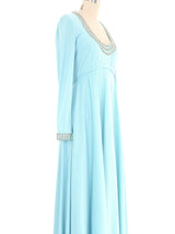 Victoria Royal Embellished Sky Blue Jersey Gown Dress arcadeshops.com