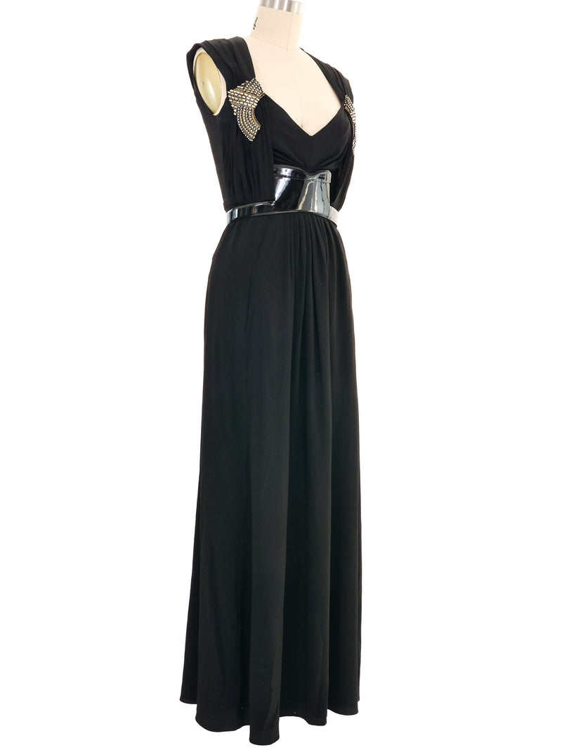2007 Gucci Rhinestone And Patent Accent Gown Dress arcadeshops.com