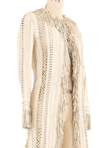 2002 Gianni Versace Cream Fringed Leather Jacket Jacket arcadeshops.com