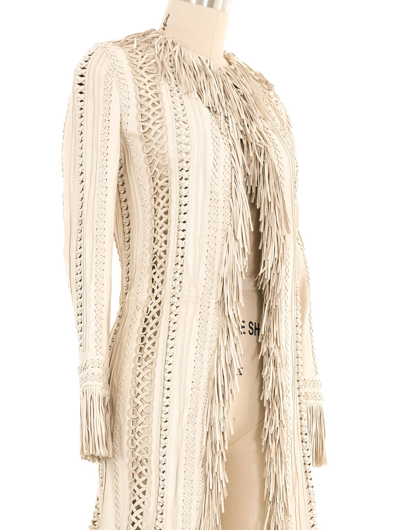 2002 Gianni Versace Cream Fringed Leather Jacket Jacket arcadeshops.com