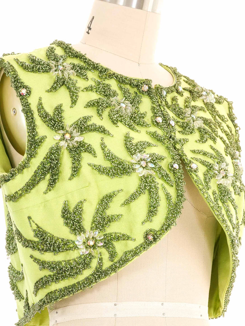 1960s Beaded Green Crop Vest Jacket arcadeshops.com