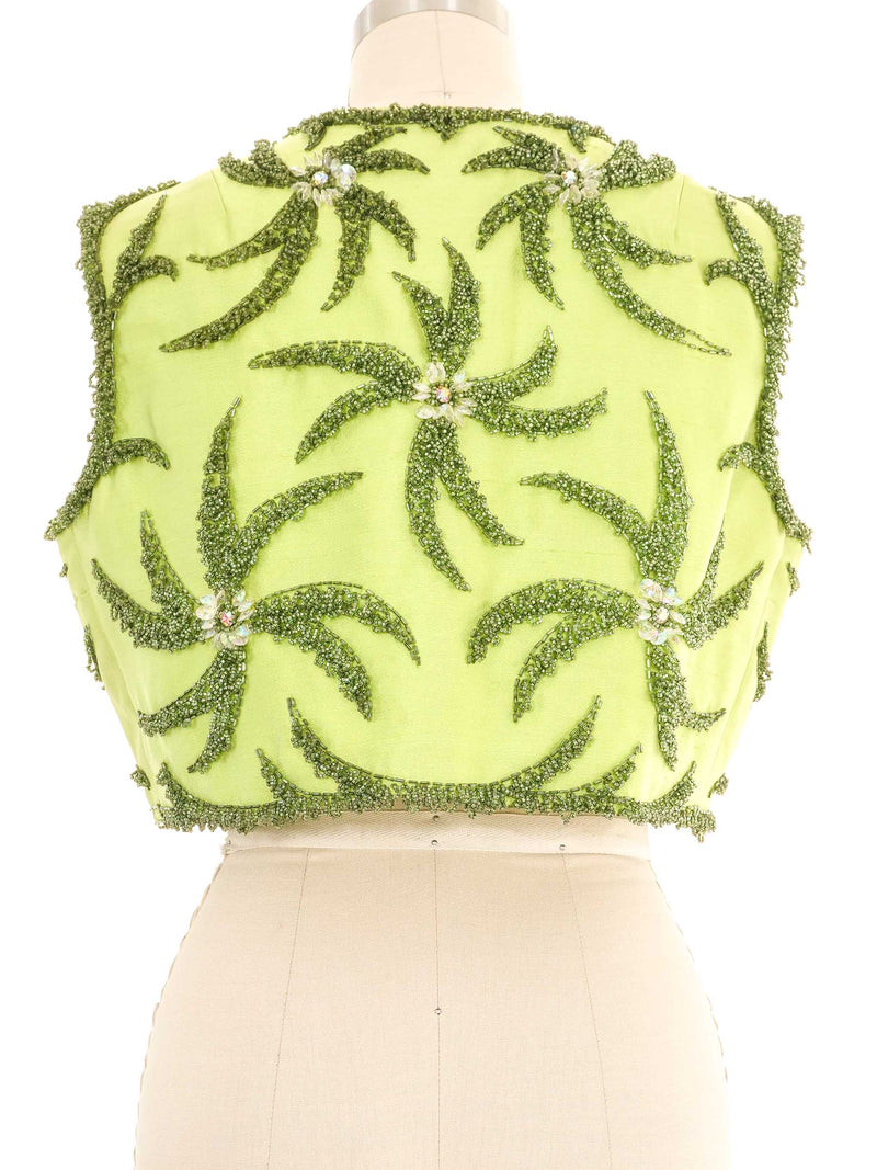 1960s Beaded Green Crop Vest Jacket arcadeshops.com