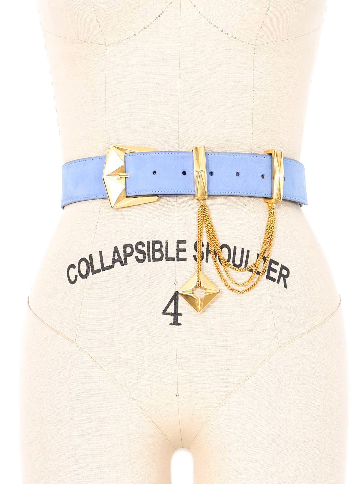 Escada Turquoise Suede Belt with Gold Logo Buckle Escada Skinny Suede Belt - Blue Belts, Accessories  main image 4