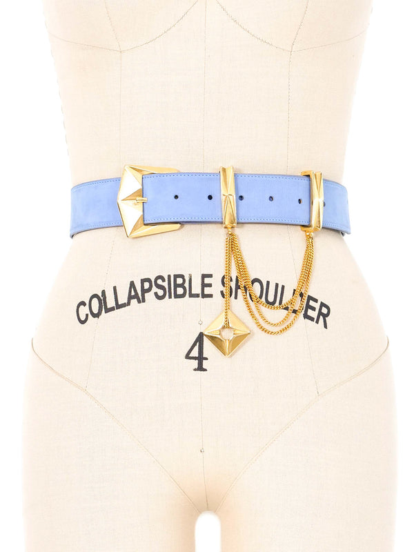 Escada Sky Blue Suede Charm Belt Accessory arcadeshops.com