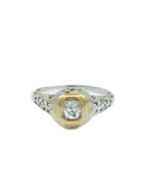 18k Antique Yellow And White Gold Diamond Ring Fine Jewelry arcadeshops.com