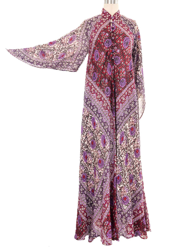 Adini Block Printed Angel Sleeve Caftan Dress arcadeshops.com