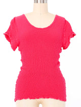 Issey Miyake Hot Pink Crinkle Tee Top arcadeshops.com