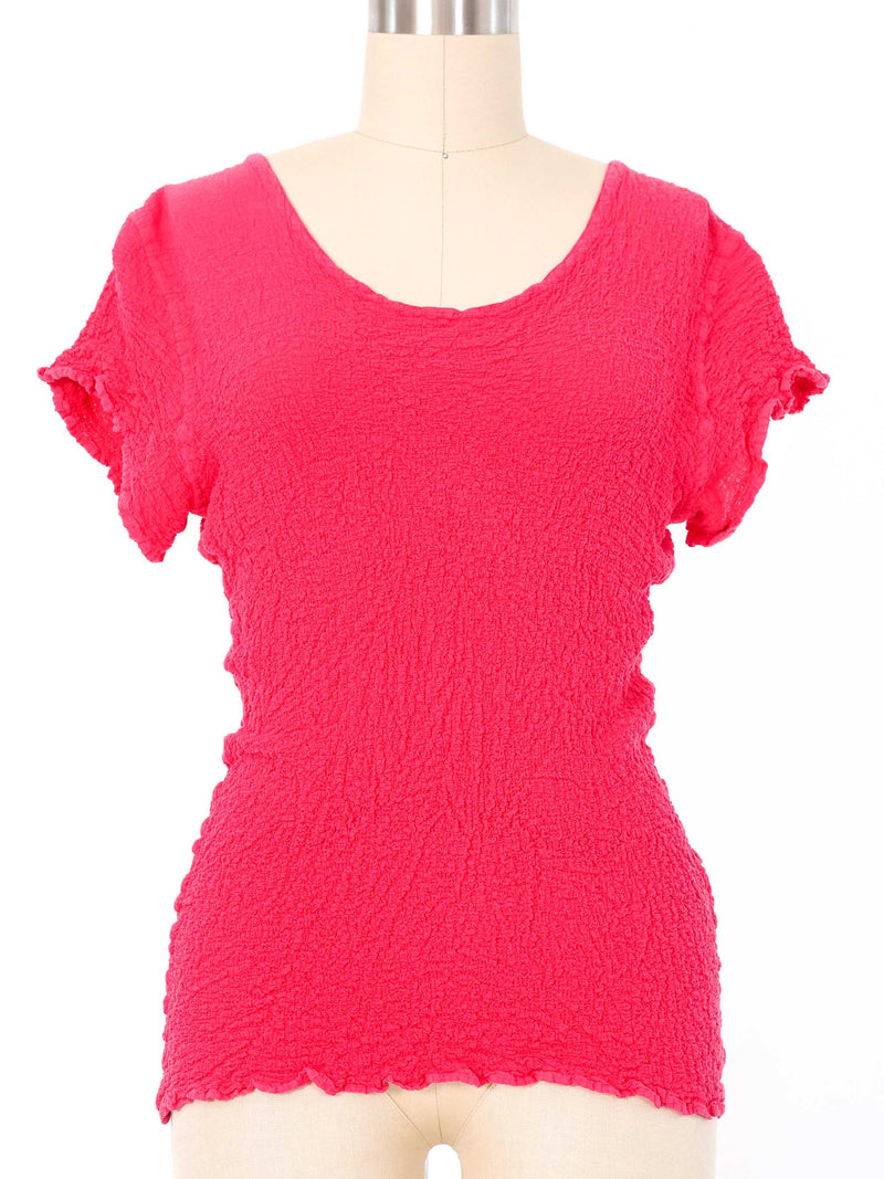 Issey Miyake Hot Pink Crinkle Tee Top arcadeshops.com