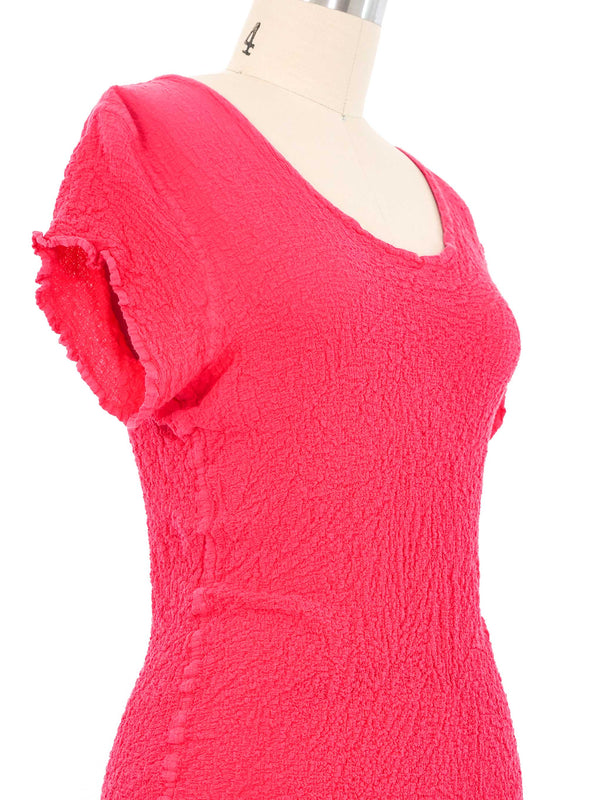 Issey Miyake Hot Pink Crinkle Tee Top arcadeshops.com