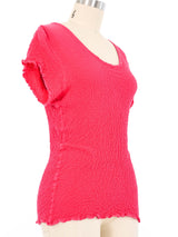 Issey Miyake Hot Pink Crinkle Tee Top arcadeshops.com