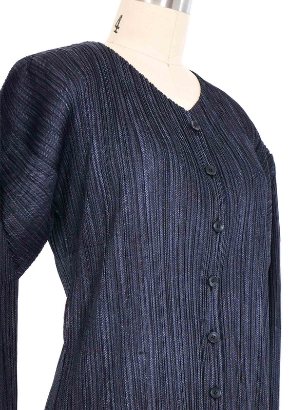 Issey Miyake Pleats Please Patterned Navy Jacket Jacket arcadeshops.com