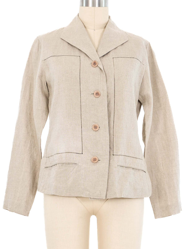 Issey Miyake Beige Linen Blazer Jacket arcadeshops.com