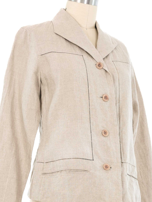 Issey Miyake Beige Linen Blazer Jacket arcadeshops.com