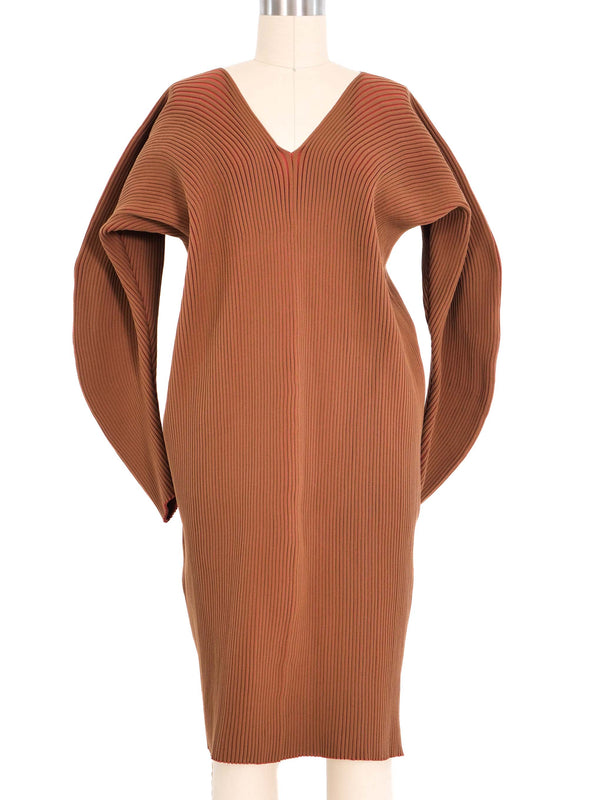 Issey Miyake Terracotta Pleated Knit Dress Dress arcadeshops.com