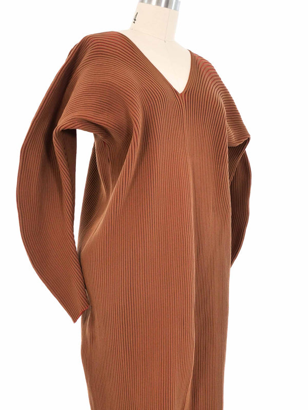 Issey Miyake Terracotta Pleated Knit Dress Dress arcadeshops.com