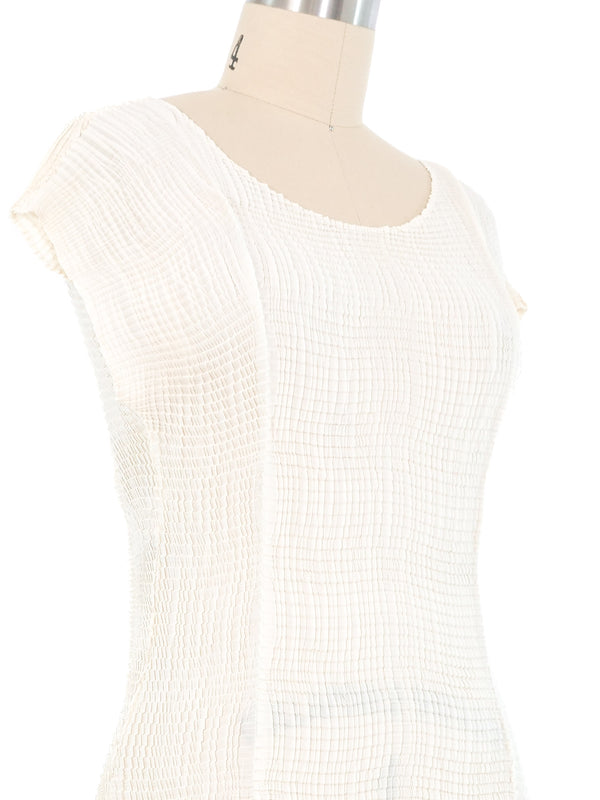 Issey Miyake Corrugated Cream Tunic Top arcadeshops.com