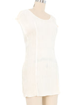 Issey Miyake Corrugated Cream Tunic Top arcadeshops.com