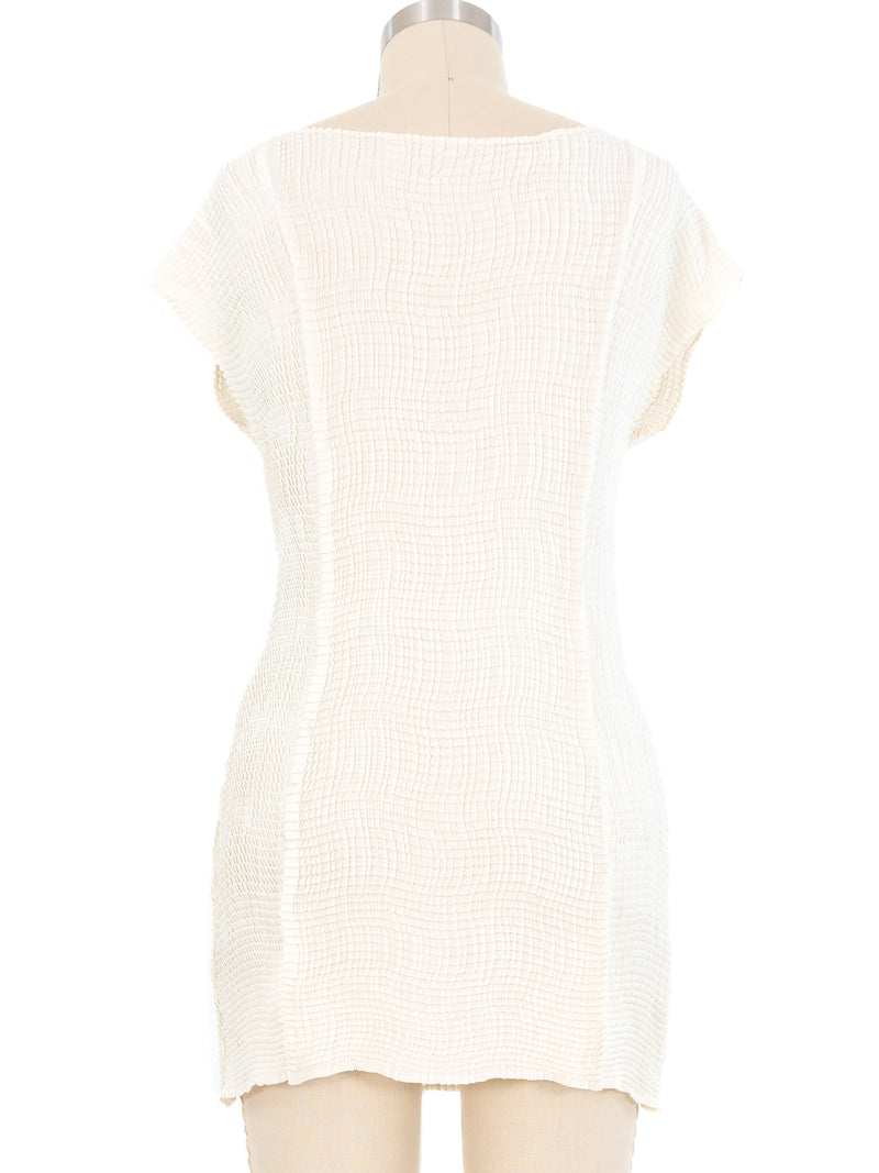 Issey Miyake Corrugated Cream Tunic Top arcadeshops.com