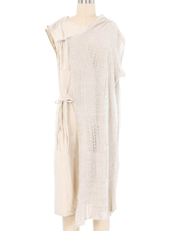 Issey Miyake Plantation Beige Cotton Gauze Convertible Dress Dress arcadeshops.com