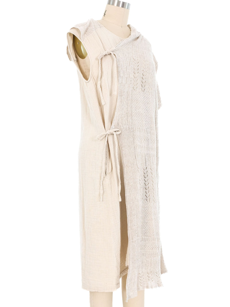 Issey Miyake Plantation Beige Cotton Gauze Convertible Dress Dress arcadeshops.com