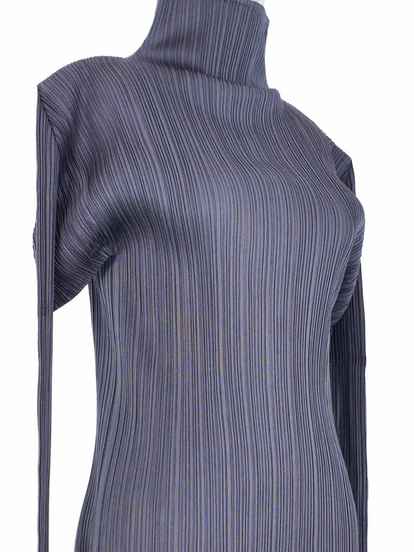 Issey Miyake Pleats Please Charcoal Mock Neck Top Top arcadeshops.com