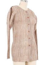 Issey Miyake Pleats Please Copper Striped Pleated Button Top Top arcadeshops.com