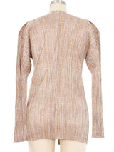 Issey Miyake Pleats Please Copper Striped Pleated Button Top Top arcadeshops.com