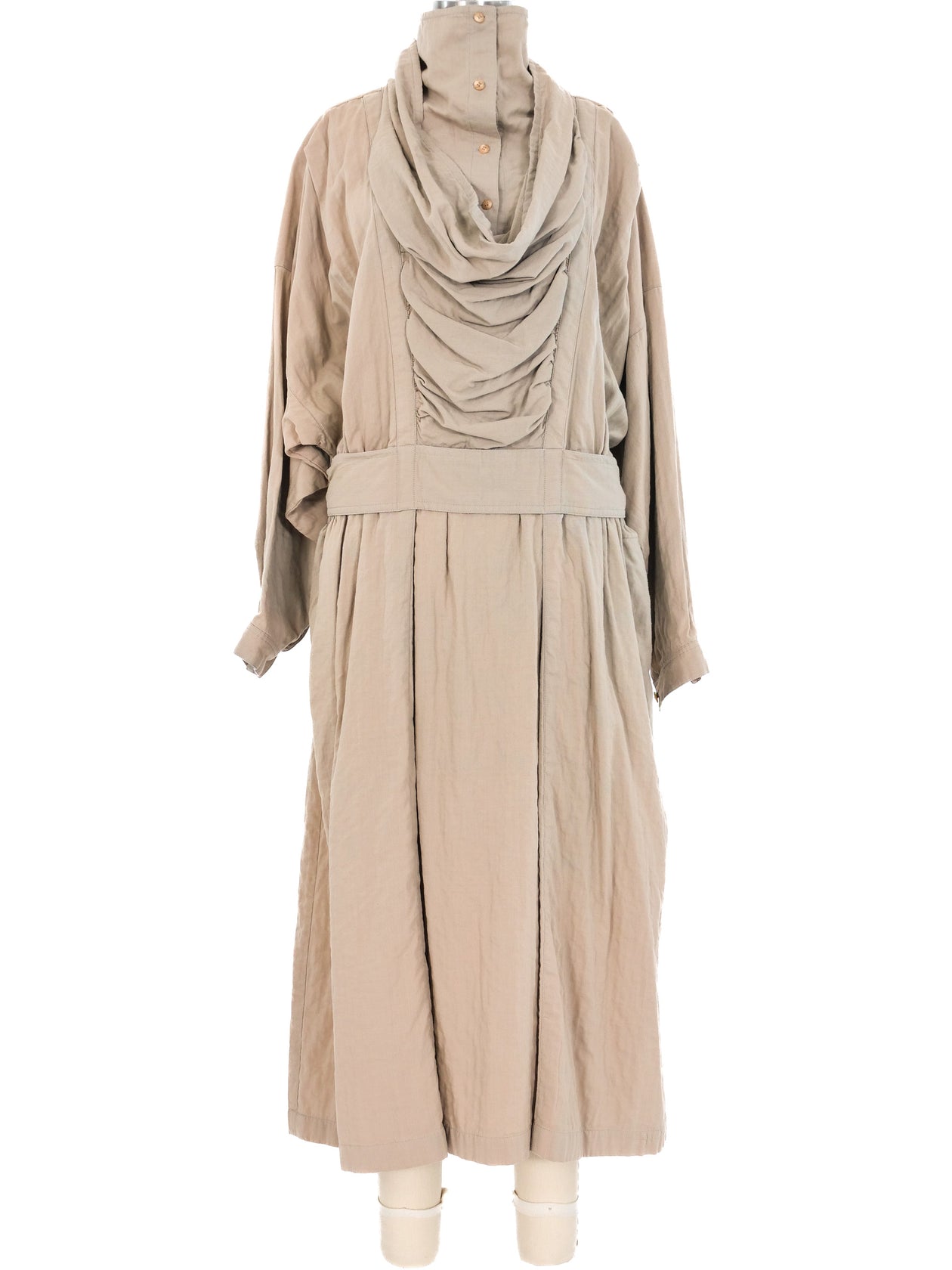 Issey Miyake Belted Cowl Neck Dress