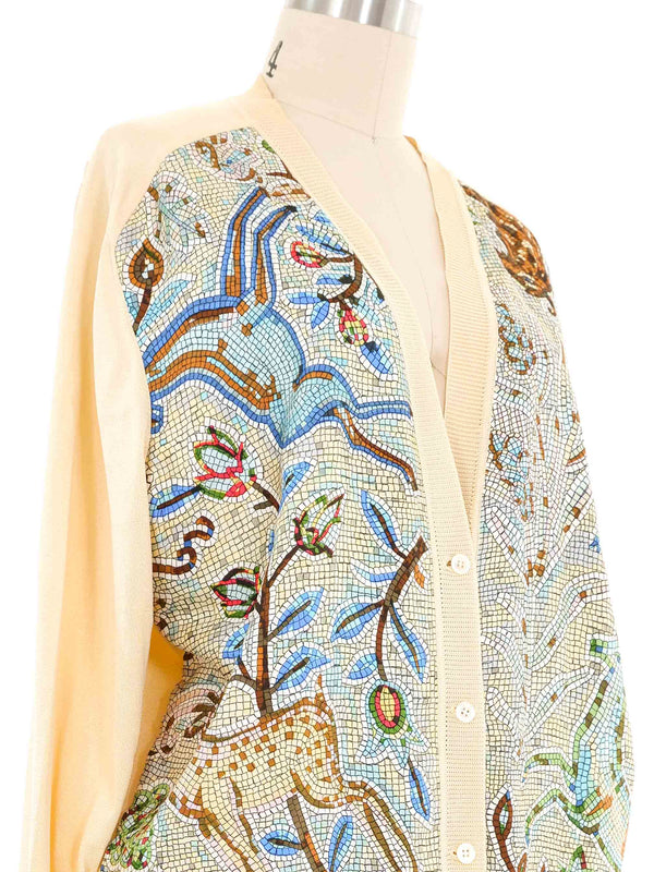 Hermes Mosaic Silk Panel Cardigan Top arcadeshops.com