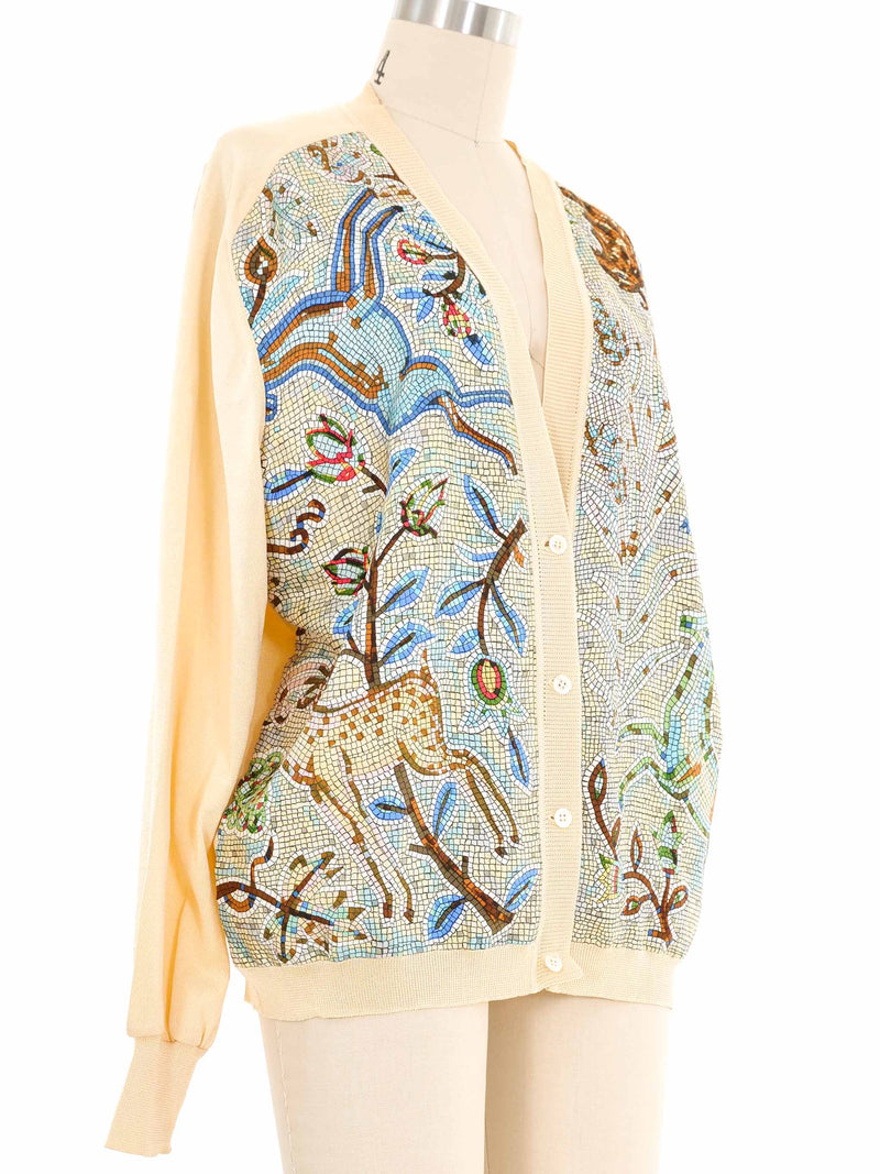 Hermes Mosaic Silk Panel Cardigan Top arcadeshops.com