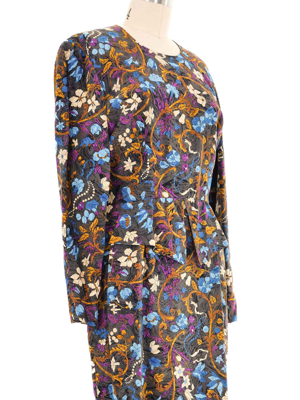 Hermes Floral Silk Peplum Dress Dress arcadeshops.com