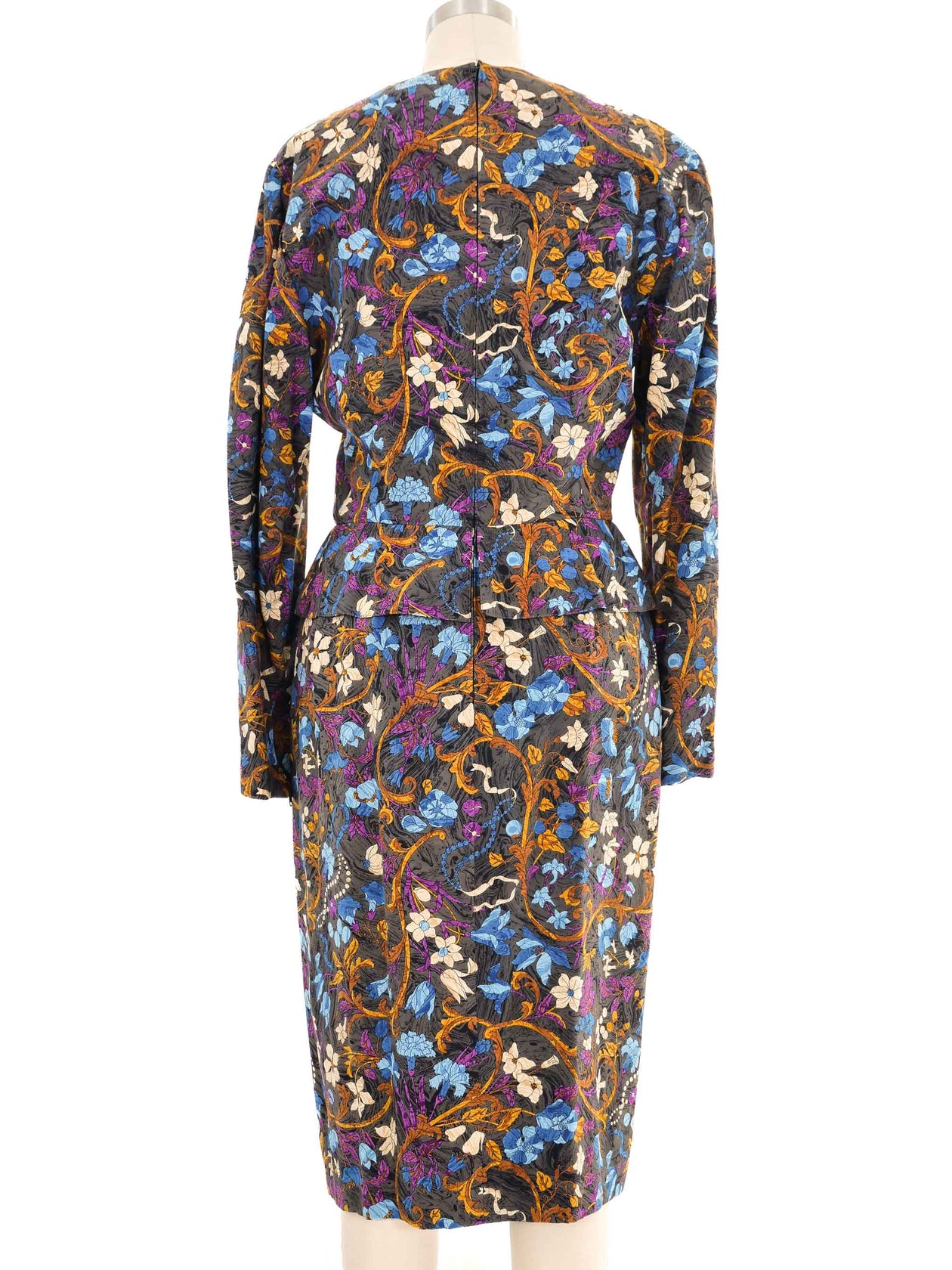 Hermes Floral Silk Peplum Dress