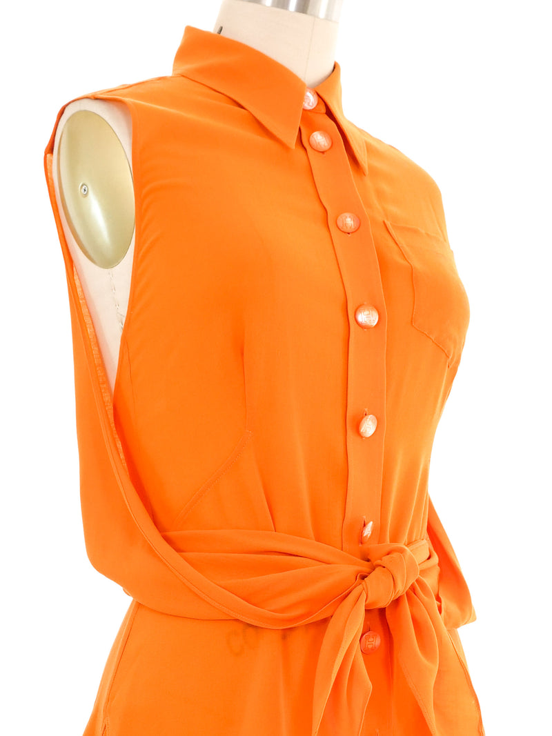 Hermes Orange Wrap Around Sleeveless Blouse Top arcadeshops.com