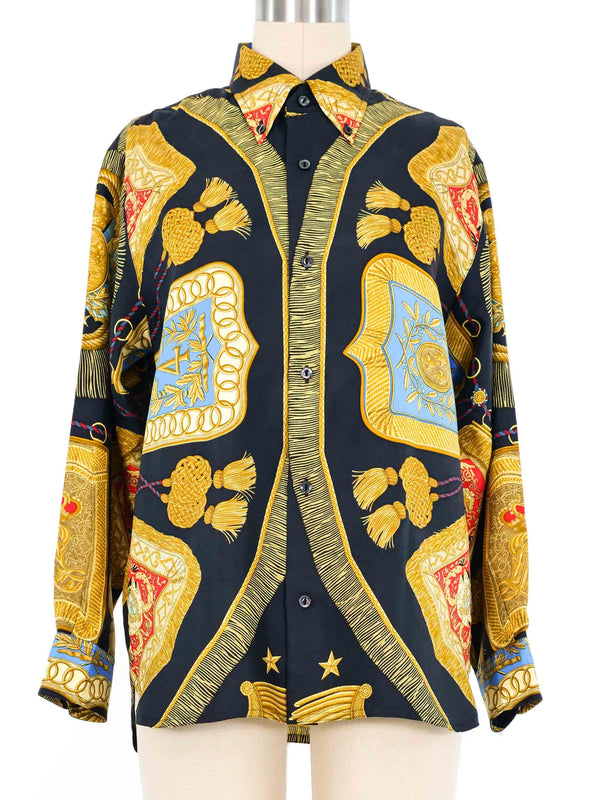 Hermes Poste et Cavalerie Silk Blouse Top arcadeshops.com