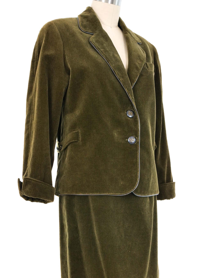 1970s Hermes Olive Corduroy Riding Suit Suit arcadeshops.com