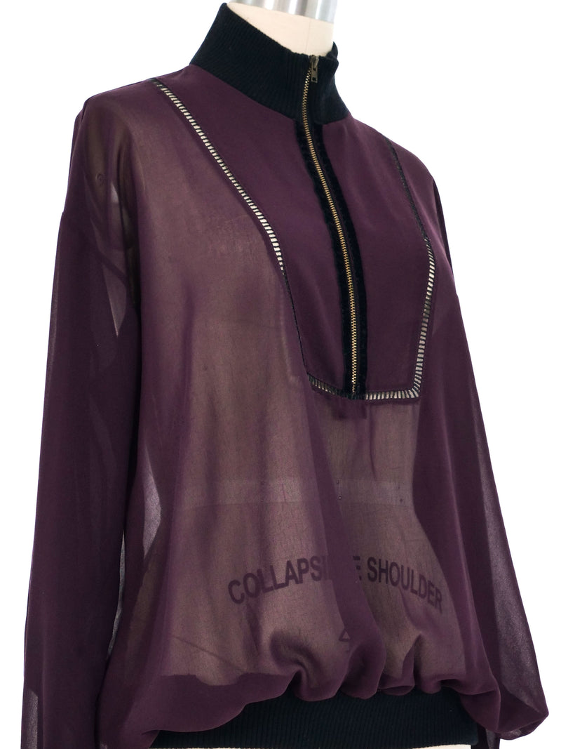 Jean Paul Gaultier Eggplant Sheer Pullover Top arcadeshops.com