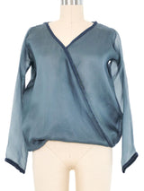 Dolce & Gabbana Slate Silk Organza Surplice Top Top arcadeshops.com