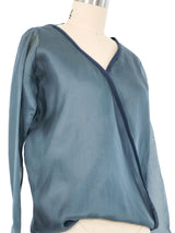 Dolce & Gabbana Slate Silk Organza Surplice Top Top arcadeshops.com