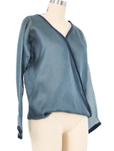 Dolce & Gabbana Slate Silk Organza Surplice Top Top arcadeshops.com