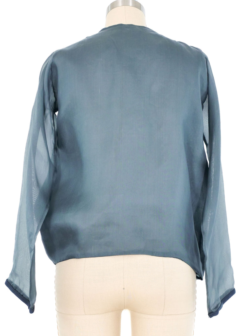 Dolce & Gabbana Slate Silk Organza Surplice Top Top arcadeshops.com