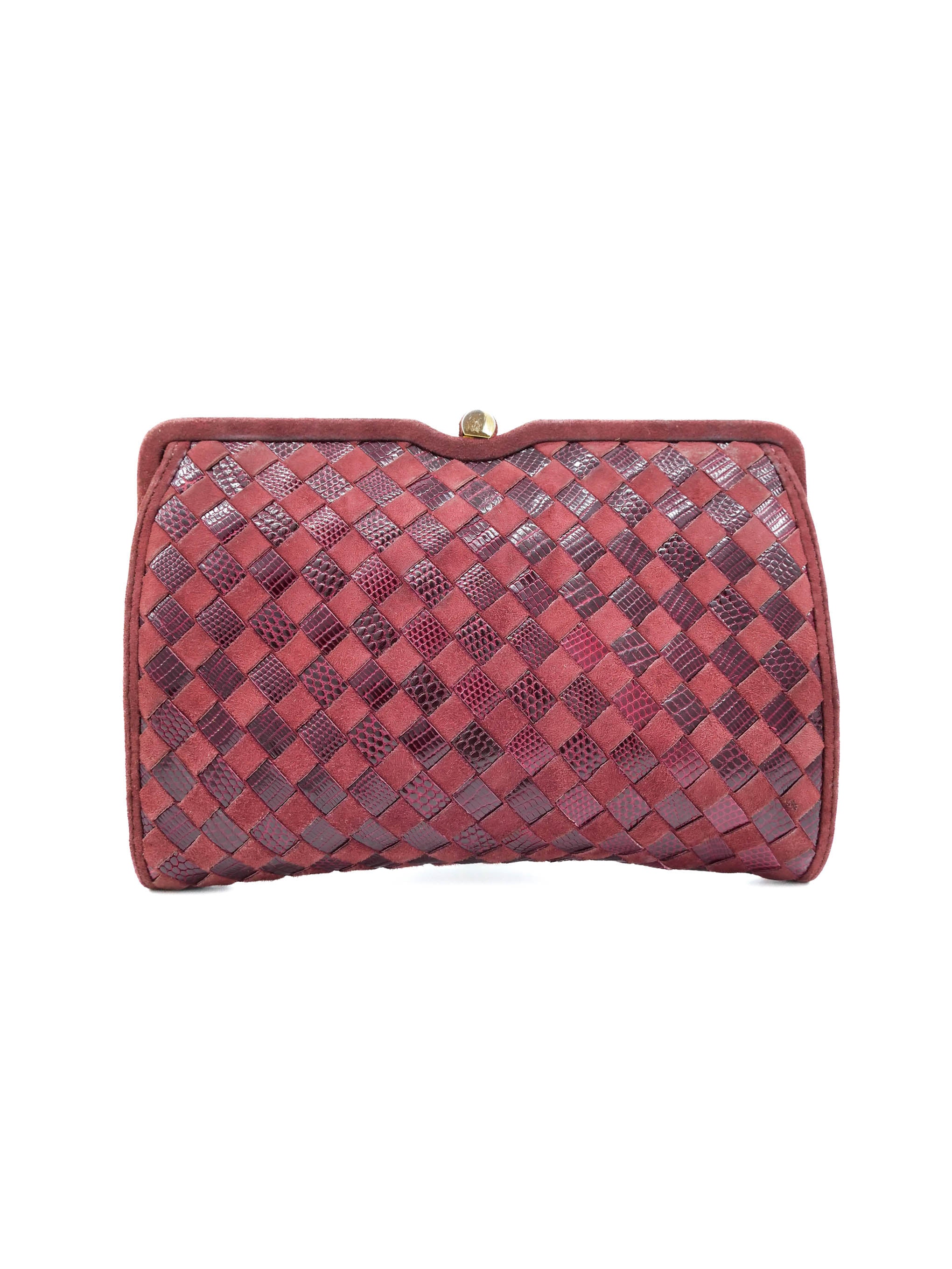 ◆BOTTEGA VENETA 最新作◆Intrecciato ダストバッグ/Burgundy◆ Bottega Veneta Intrecciato Burgundy Suede Clutch