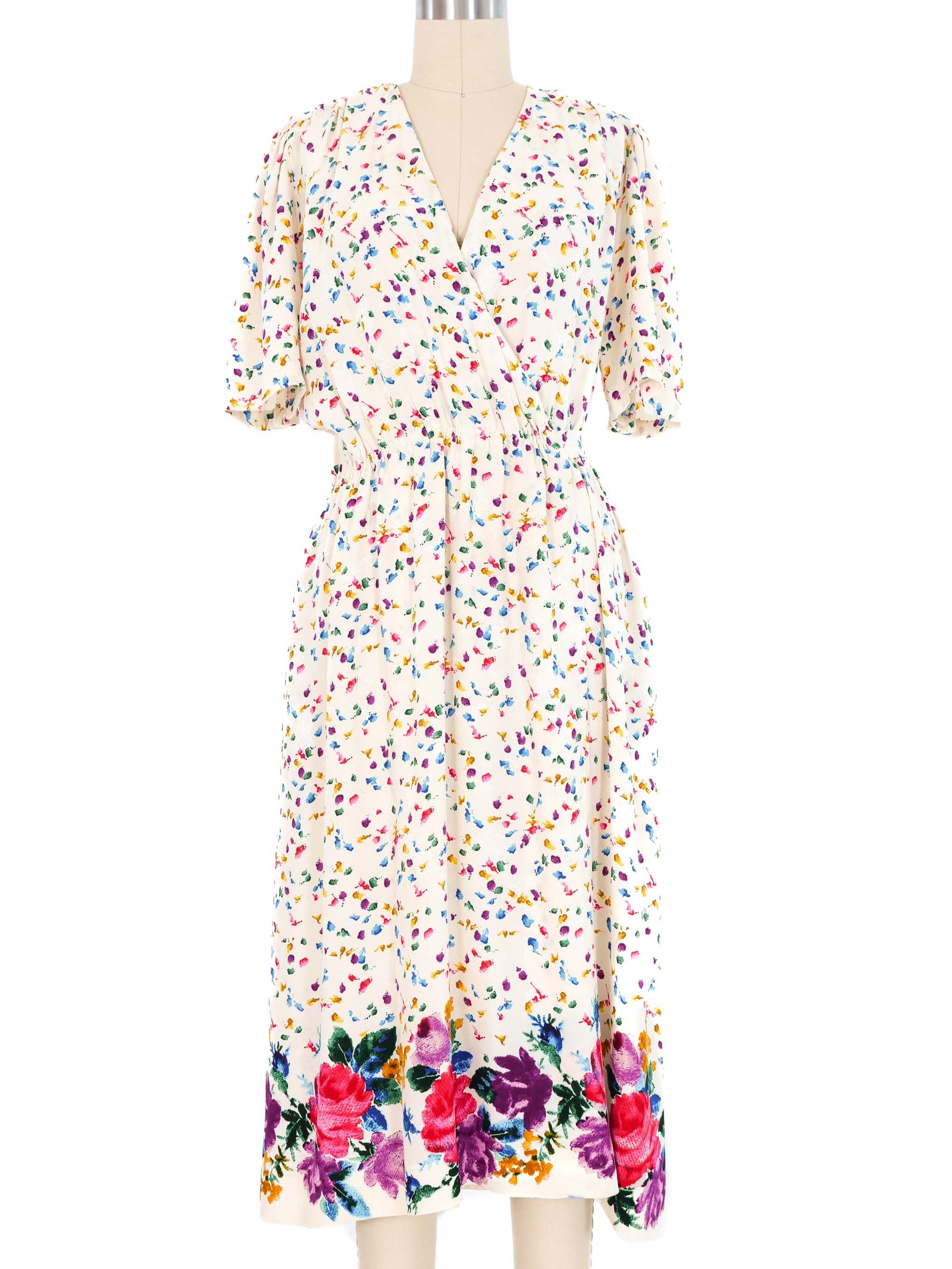 floral midi dress h&m Christian Dior Silk Floral Wrap Dress