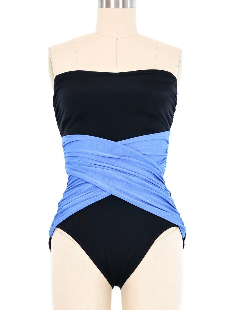 Yves Saint Laurent Strapless Colorblock Swimsuit Suit arcadeshops.com