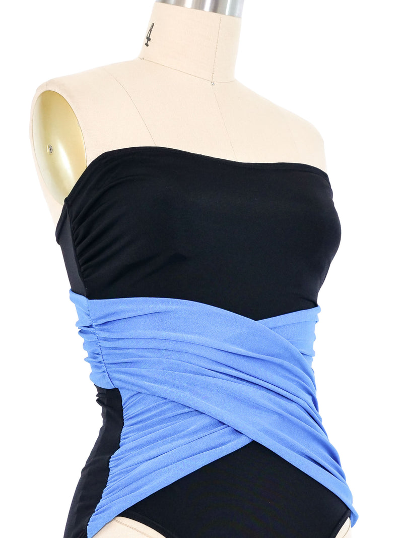 Yves Saint Laurent Strapless Colorblock Swimsuit Suit arcadeshops.com