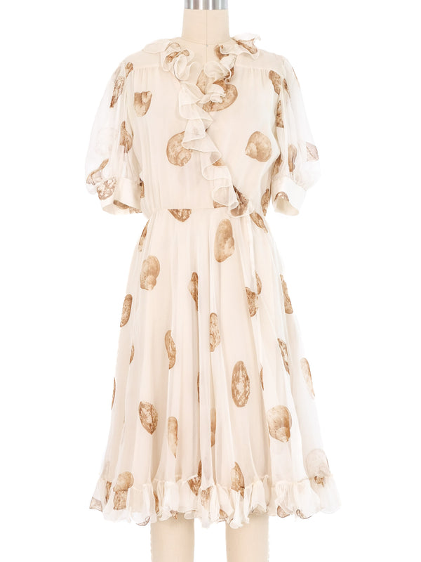 1971 Valentino Seashell Ruffle Chiffon Dress Dress arcadeshops.com