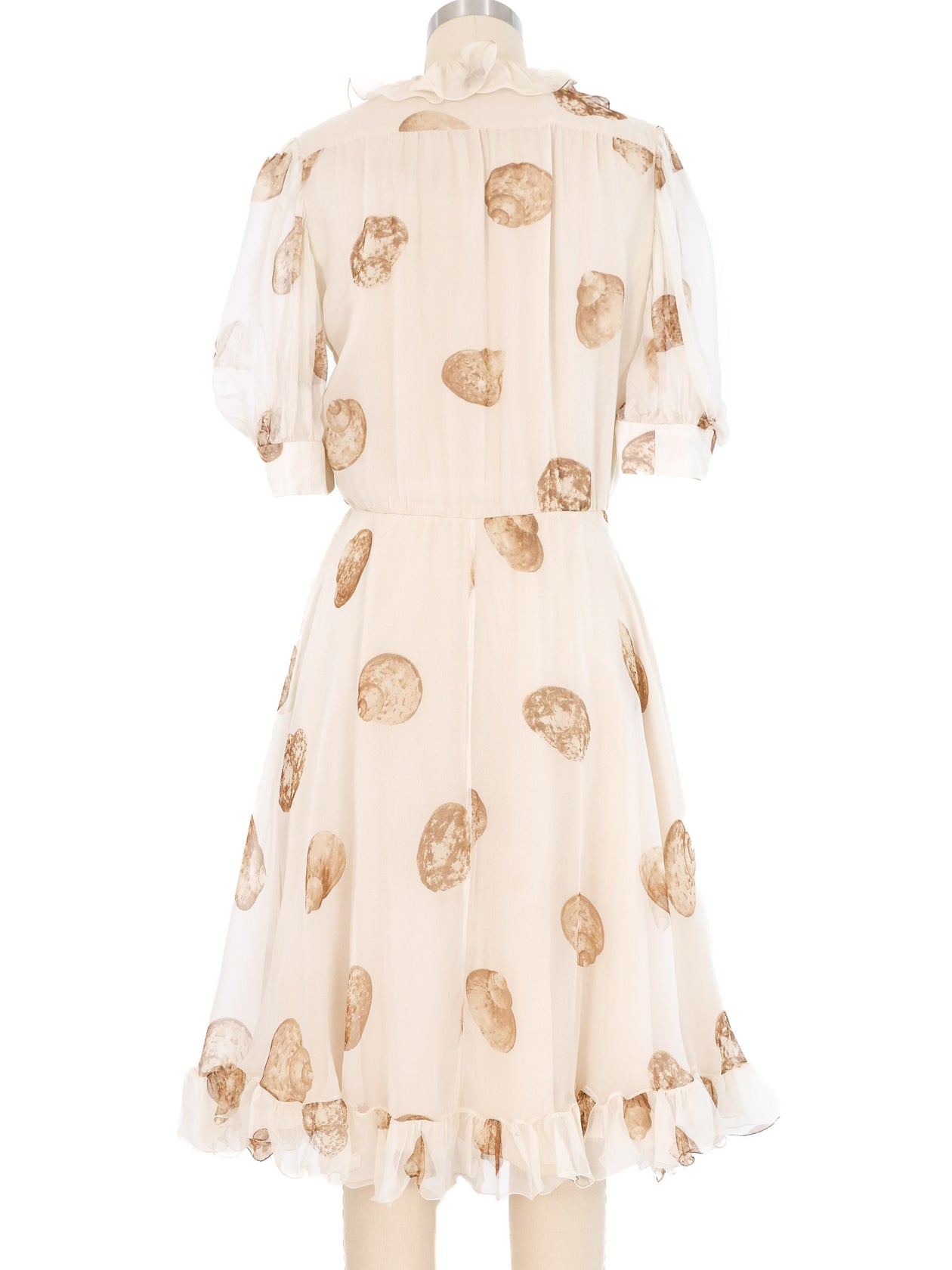 1971 Valentino Seashell Ruffle Chiffon Dress