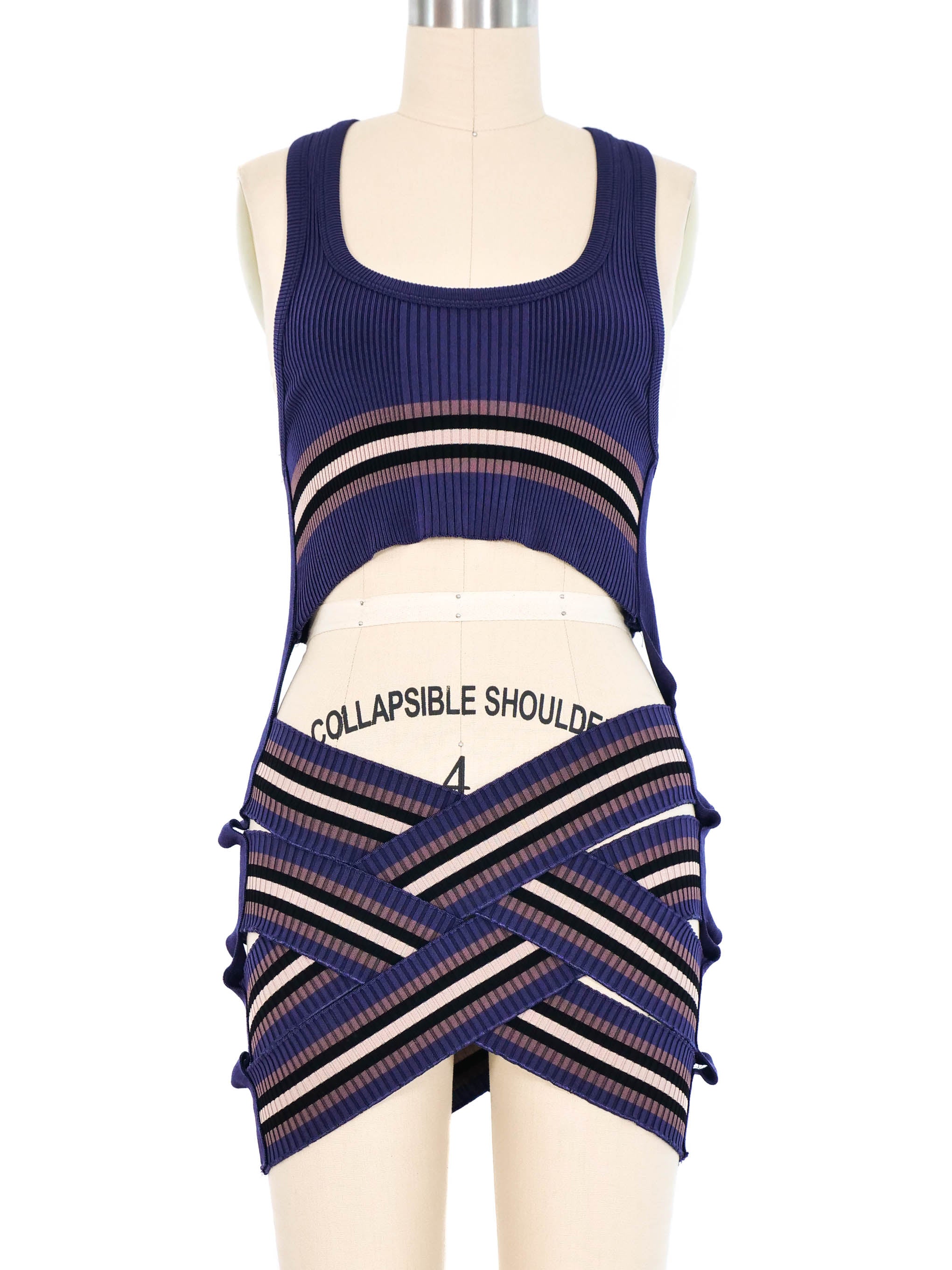 Jean Paul Gaultier Striped Bandage Knit Cut Out Tank